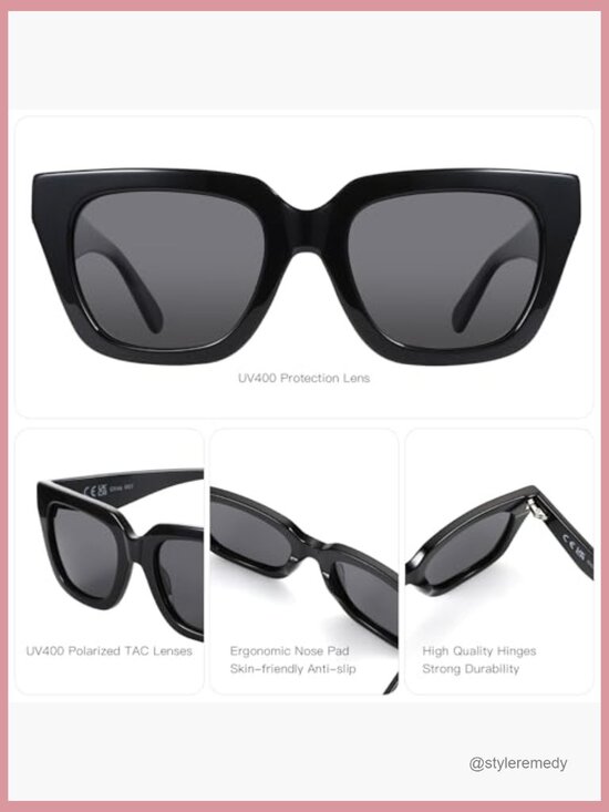 Polarized Square Cat Eye Sunglasses UV400 Protection Retro Shades main image 7